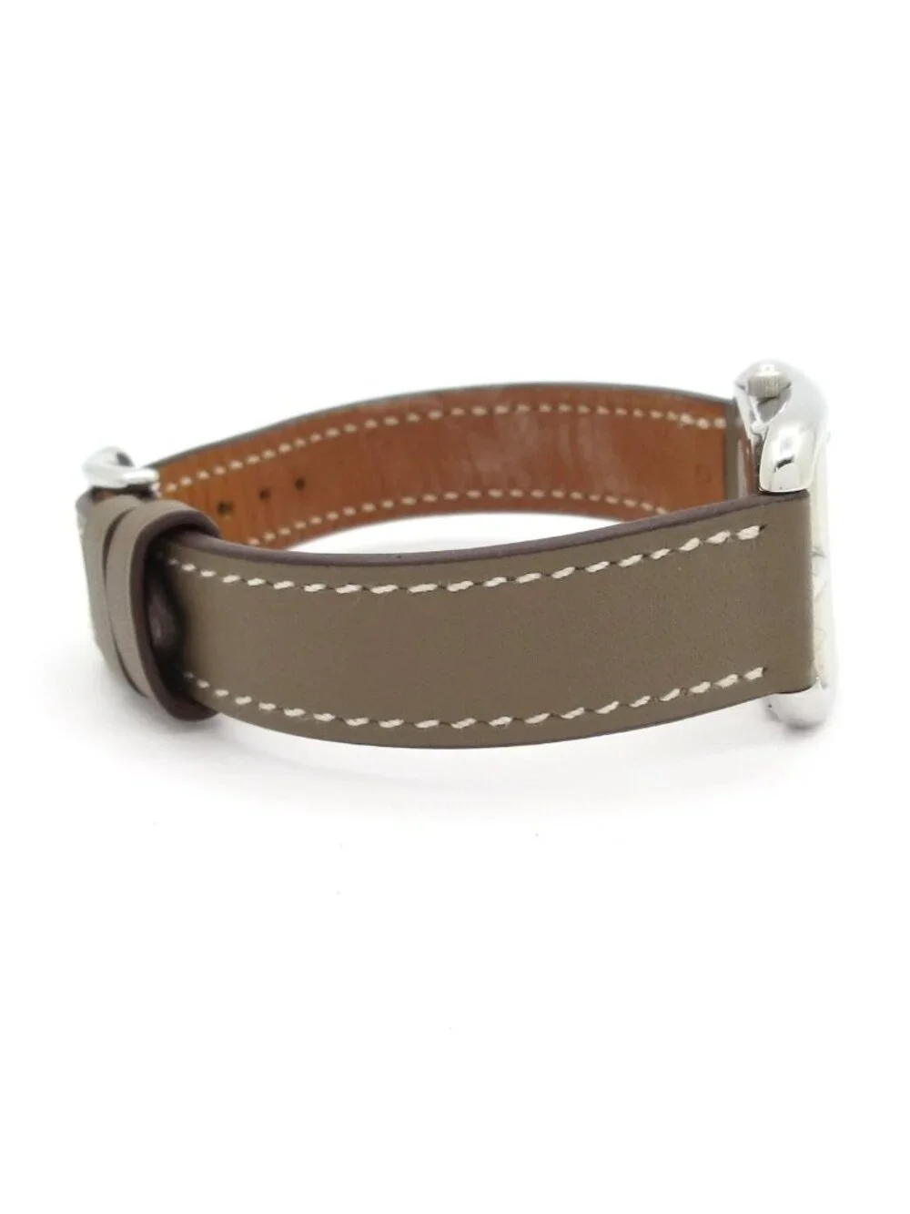 Hermes Watch Cape God Leather Strap Silver